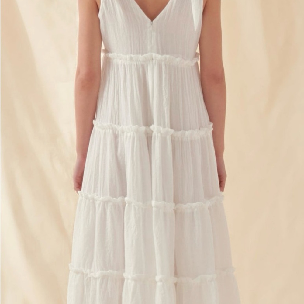 NWT Free the Roses White Tiered Ruffled Maxi Sundress - Picture 7 of 8